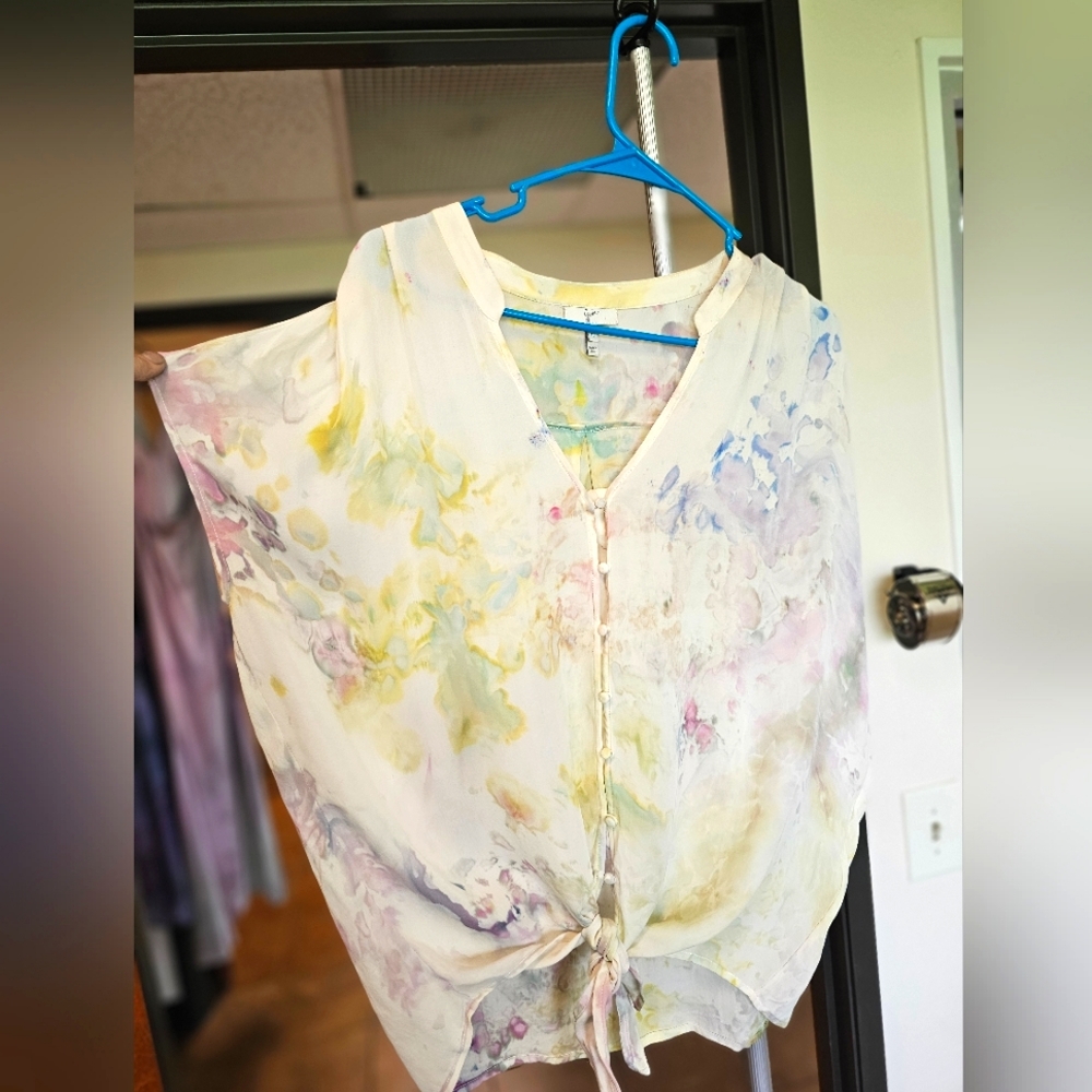 Recycled Riot Silk flowy oversized hydrangea top